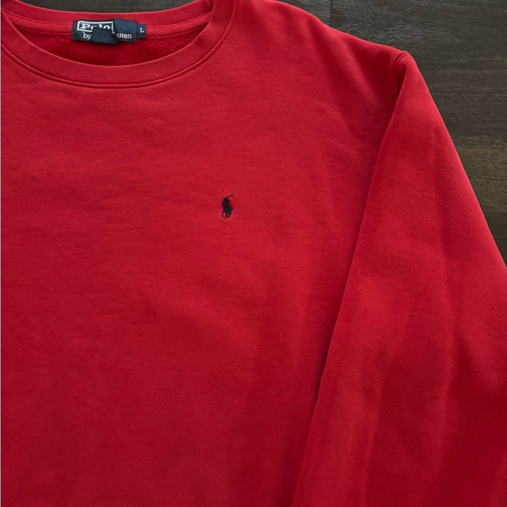 Polo Ralph Lauren Sweatshirt Men's Large Red Pony Pullover Sweater Cotton Poly - Picture 2 of 4